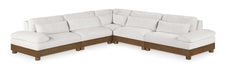Meridian Furniture - Turin 127.75" Cream Chenille Fabric Upholstered 5pc. Sectional - 606Cream-Sec5B - GreatFurnitureDeal
