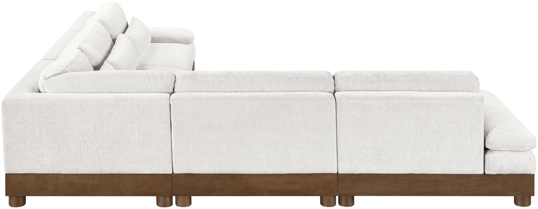 Meridian Furniture - Turin 127.75" Cream Chenille Fabric Upholstered 5pc. Sectional - 606Cream-Sec5B - GreatFurnitureDeal