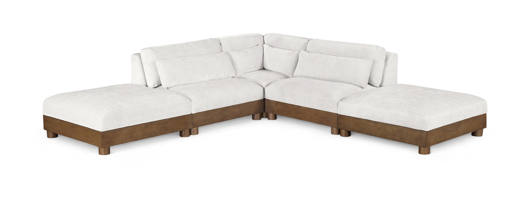 Meridian Furniture - Turin 120" Cream Chenille Fabric Upholstered 5pc. Sectional - 606Cream-Sec5C - GreatFurnitureDeal