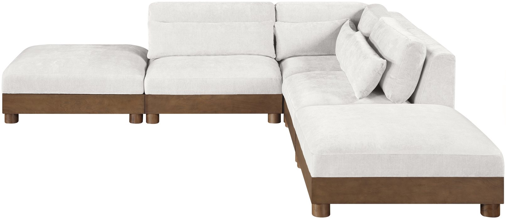 Meridian Furniture - Turin 120" Cream Chenille Fabric Upholstered 5pc. Sectional - 606Cream-Sec5C - GreatFurnitureDeal