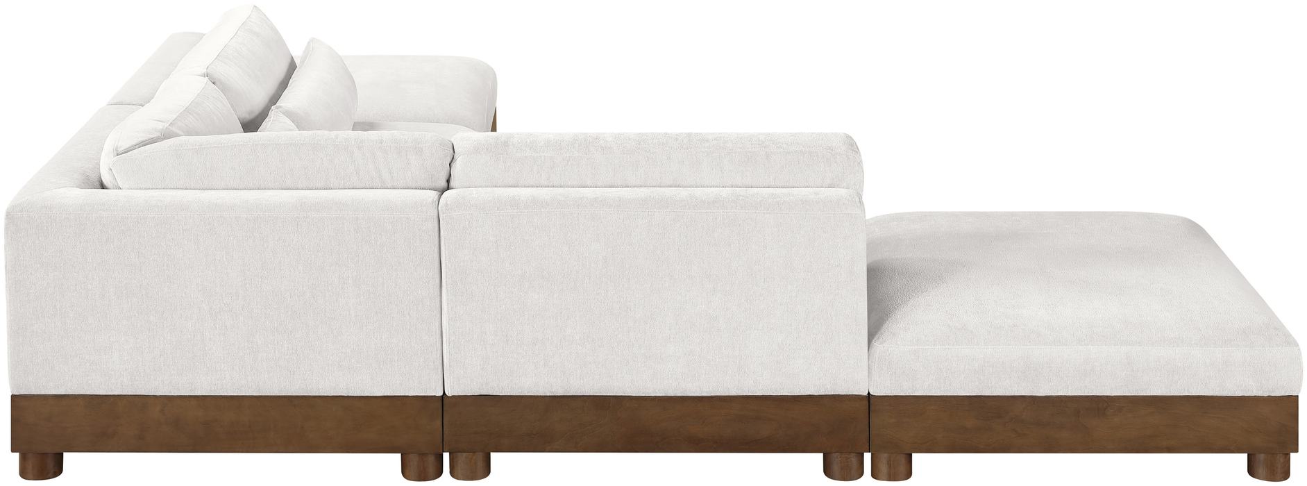 Meridian Furniture - Turin 120" Cream Chenille Fabric Upholstered 5pc. Sectional - 606Cream-Sec5C - GreatFurnitureDeal
