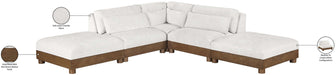 Meridian Furniture - Turin 120" Cream Chenille Fabric Upholstered 5pc. Sectional - 606Cream-Sec5C - GreatFurnitureDeal