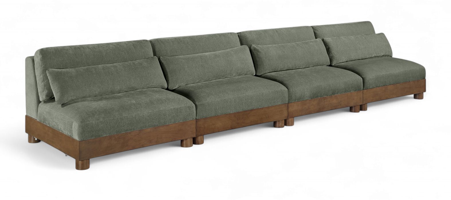 Meridian Furniture - Turin 160" Green Chenille Fabric Upholstered 4pc. Sofa - 606Green-S4B - GreatFurnitureDeal