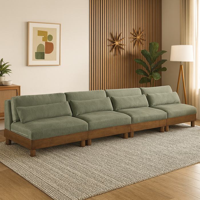 Meridian Furniture - Turin 160" Green Chenille Fabric Upholstered 4pc. Sofa - 606Green-S4B - GreatFurnitureDeal