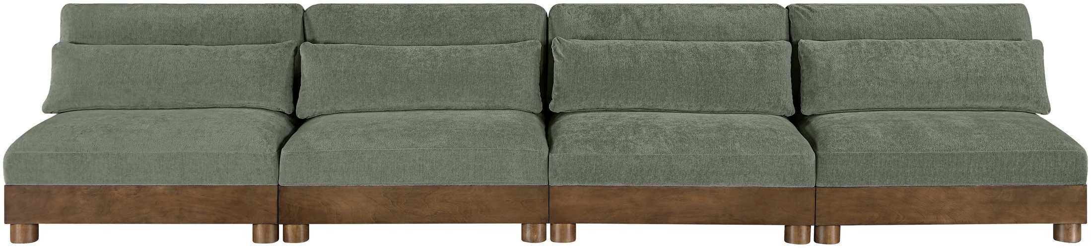 Meridian Furniture - Turin 160" Green Chenille Fabric Upholstered 4pc. Sofa - 606Green-S4B - GreatFurnitureDeal