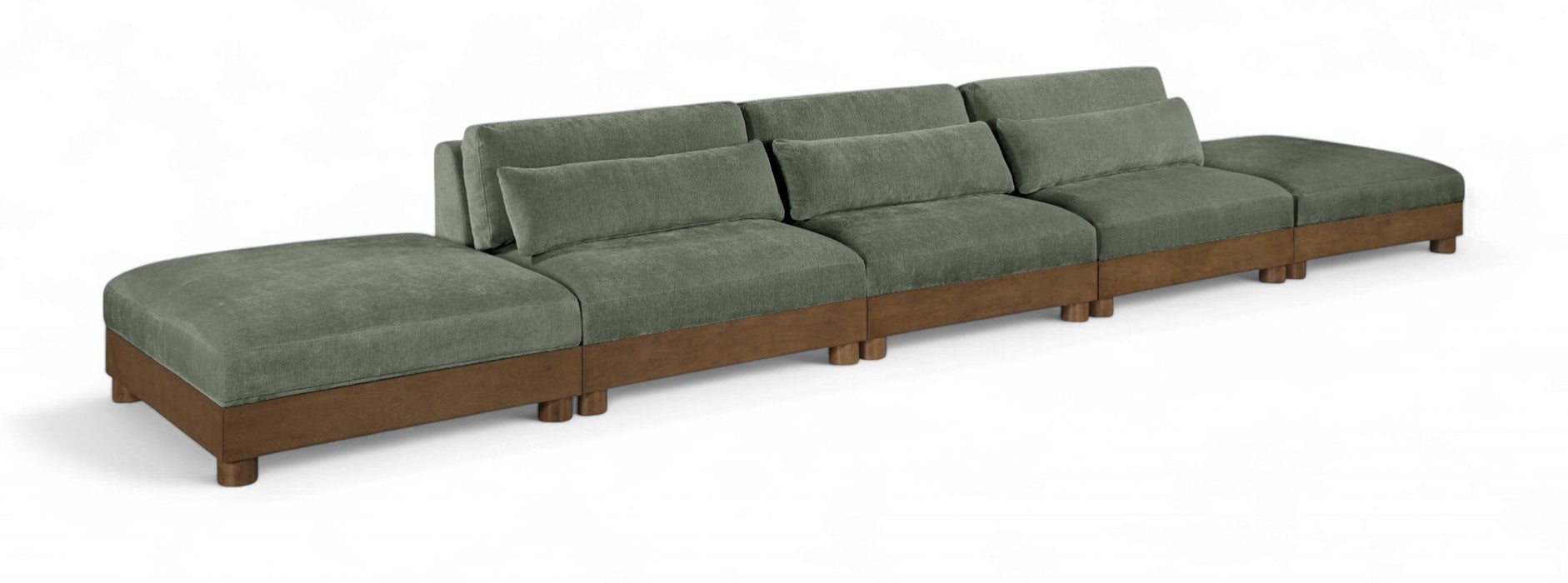 Meridian Furniture - Turin 200" Green Chenille Fabric Upholstered 5pc. Sofa - 606Green-S5A - GreatFurnitureDeal