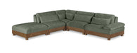 Meridian Furniture - Turin 127.75" Green Chenille Fabric Upholstered 5pc. Sectional - 606Green-Sec5D - GreatFurnitureDeal