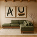 Meridian Furniture - Turin 127.75" Green Chenille Fabric Upholstered 5pc. Sectional - 606Green-Sec5D - GreatFurnitureDeal
