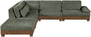 Meridian Furniture - Turin 127.75" Green Chenille Fabric Upholstered 5pc. Sectional - 606Green-Sec5D - GreatFurnitureDeal
