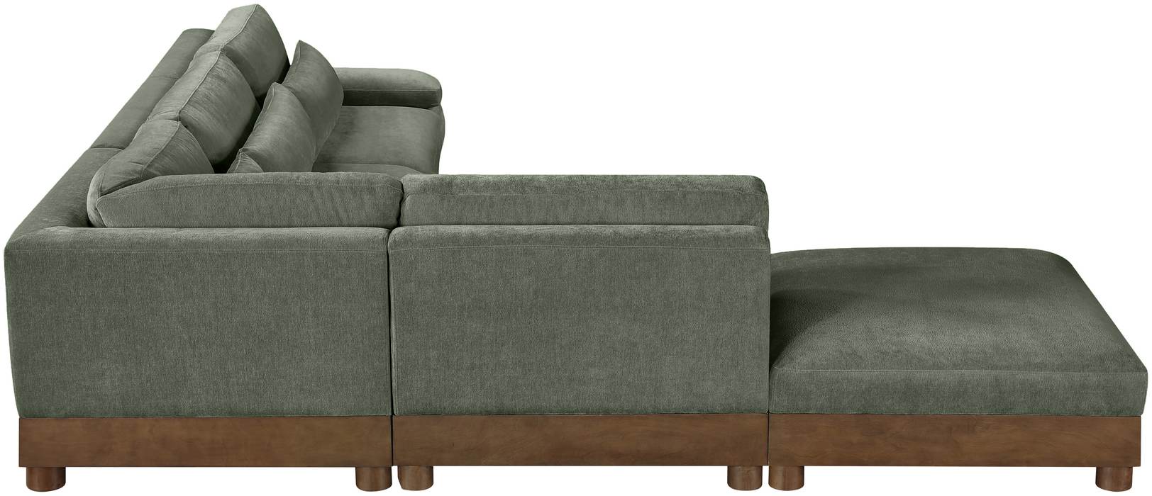 Meridian Furniture - Turin 127.75" Green Chenille Fabric Upholstered 5pc. Sectional - 606Green-Sec5D - GreatFurnitureDeal