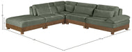 Meridian Furniture - Turin 127.75" Green Chenille Fabric Upholstered 5pc. Sectional - 606Green-Sec5D - GreatFurnitureDeal