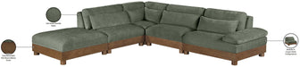 Meridian Furniture - Turin 127.75" Green Chenille Fabric Upholstered 5pc. Sectional - 606Green-Sec5D - GreatFurnitureDeal