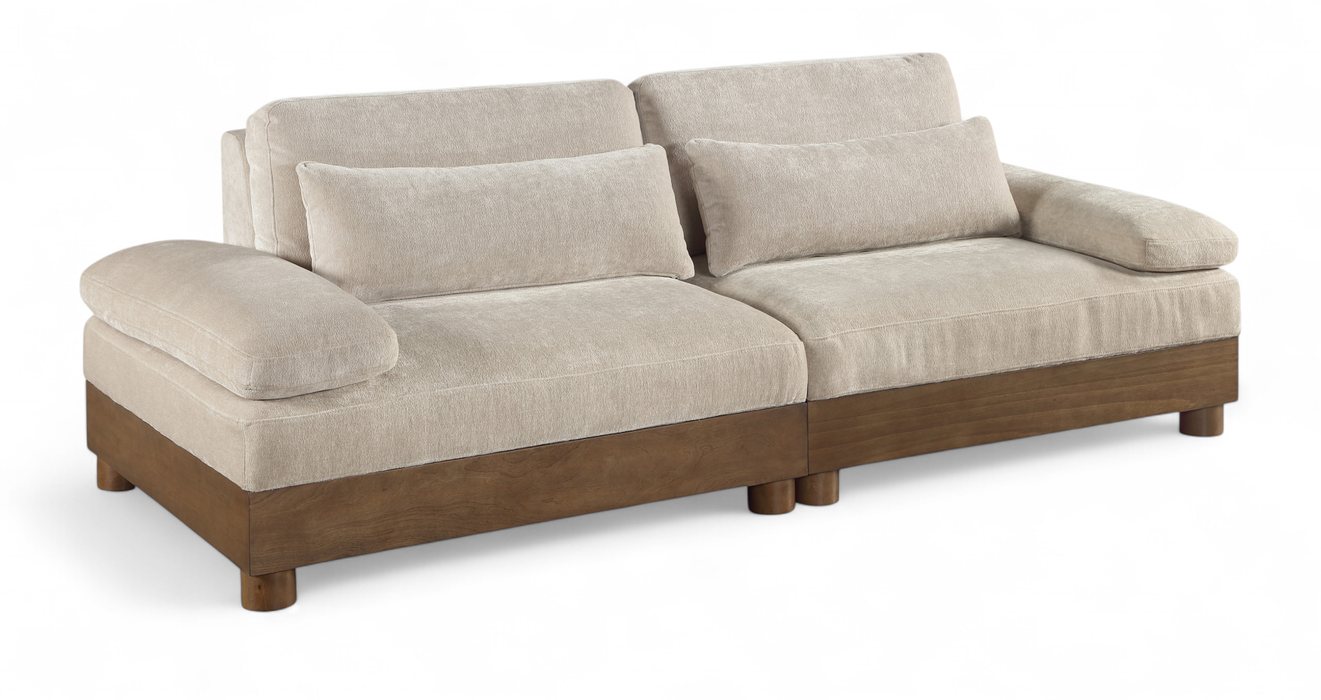 Meridian Furniture - Turin 95.5" Taupe Chenille Fabric Upholstered 2pc. Sofa - 606Taupe-S2A - GreatFurnitureDeal