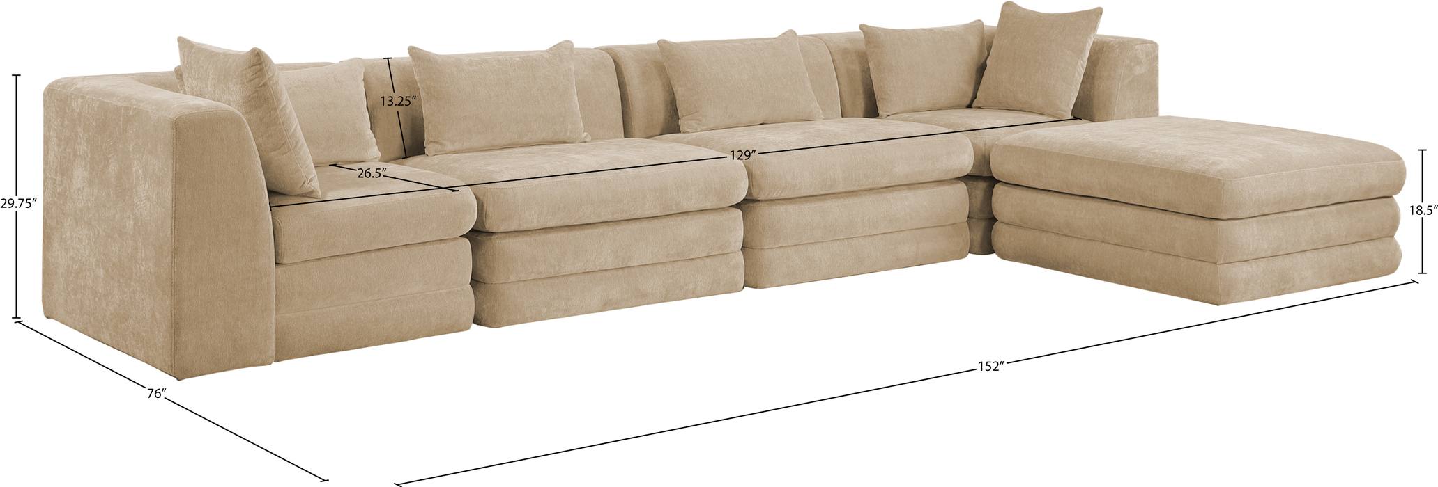 Meridian Furniture - Stellar 152" Beige Chenille Fabric Upholstered 5Pc. Sectional - 608Beige-Sec5A - GreatFurnitureDeal