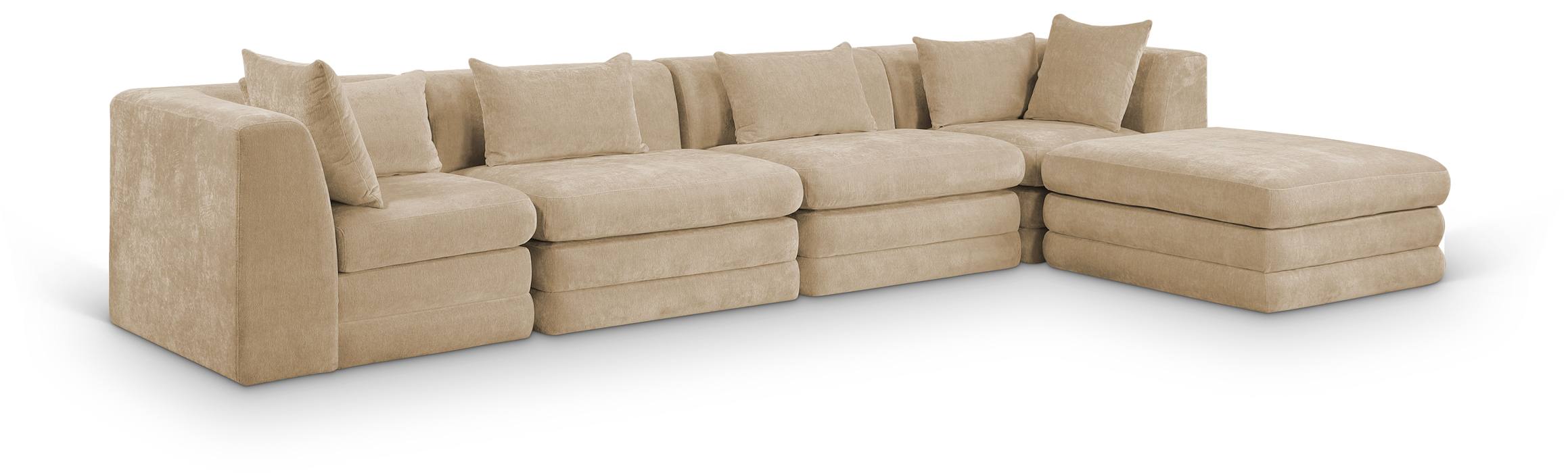 Meridian Furniture - Stellar 152" Beige Chenille Fabric Upholstered 5Pc. Sectional - 608Beige-Sec5A - GreatFurnitureDeal