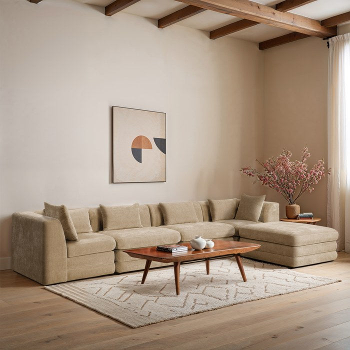 Meridian Furniture - Stellar 152" Beige Chenille Fabric Upholstered 5Pc. Sectional - 608Beige-Sec5A - GreatFurnitureDeal