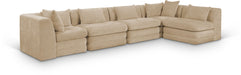 Meridian Furniture - Stellar 152" Beige Chenille Fabric Upholstered 5Pc. Sectional - 608Beige-Sec5D - GreatFurnitureDeal