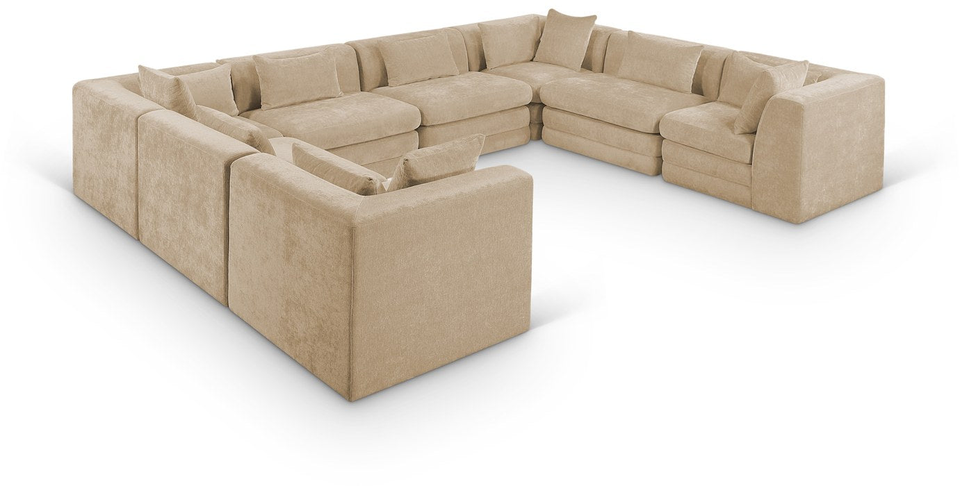 Meridian Furniture - Stellar 152" Beige Chenille Fabric Upholstered 8Pc. Sectional - 608Beige-Sec8A - GreatFurnitureDeal