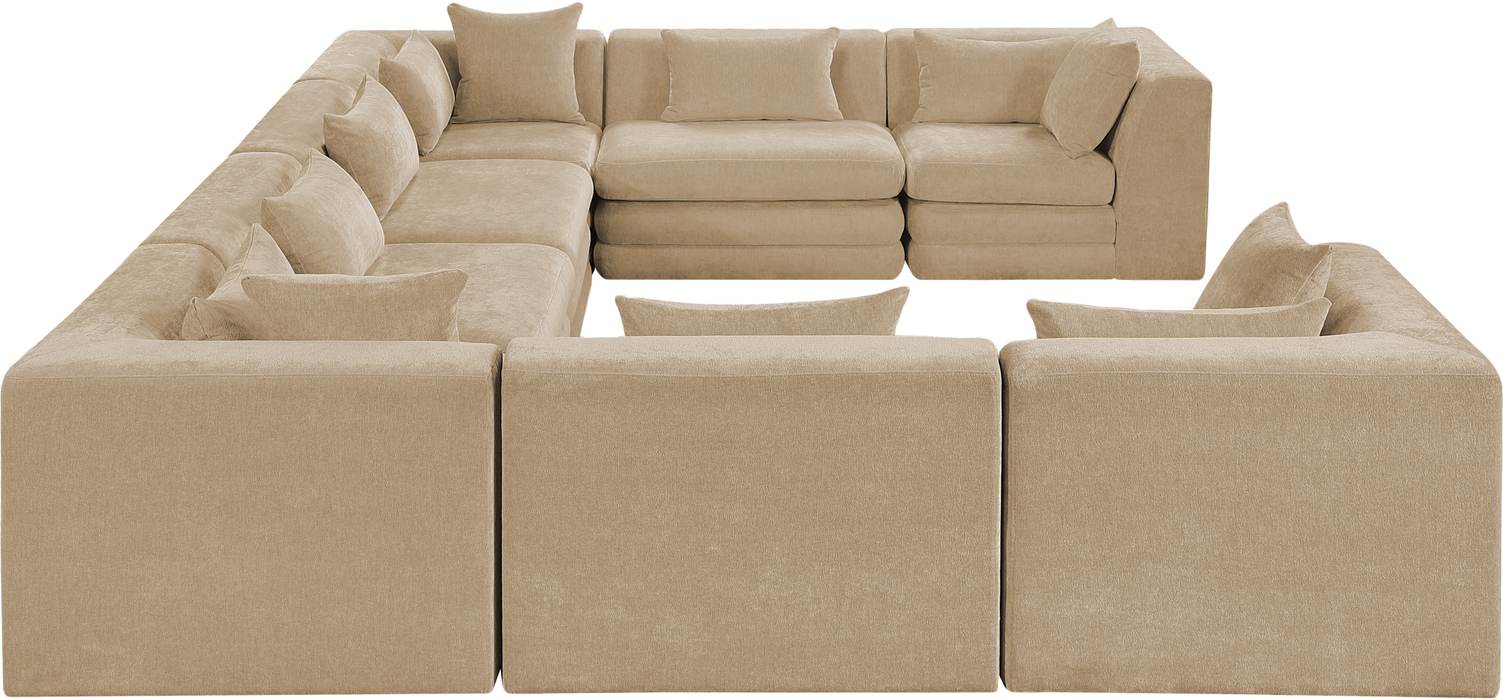 Meridian Furniture - Stellar 152" Beige Chenille Fabric Upholstered 8Pc. Sectional - 608Beige-Sec8A - GreatFurnitureDeal