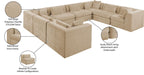 Meridian Furniture - Stellar 152" Beige Chenille Fabric Upholstered 8Pc. Sectional - 608Beige-Sec8A - GreatFurnitureDeal