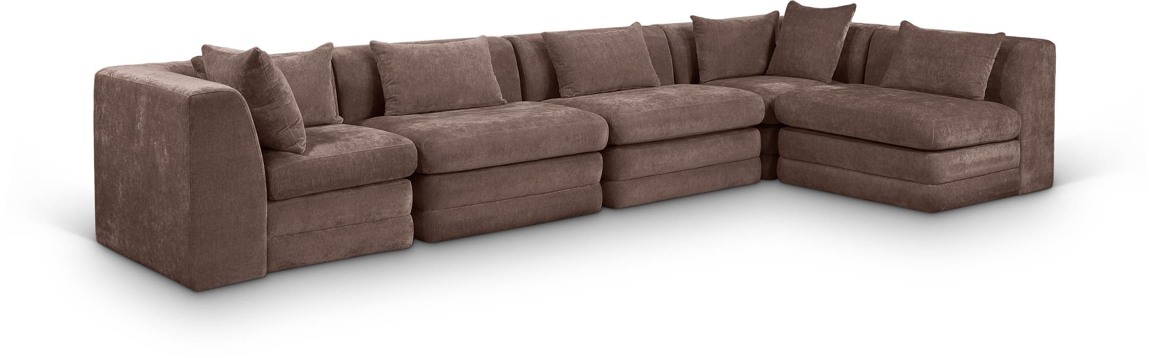 Meridian Furniture - Stellar 152" Brown Chenille Fabric Upholstered 5Pc. Sectional - 608Brown-Sec5D - GreatFurnitureDeal