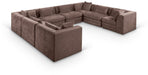 Meridian Furniture - Stellar 152" Brown Chenille Fabric Upholstered 8Pc. Sectional - 608Brown-Sec8A - GreatFurnitureDeal