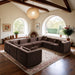 Meridian Furniture - Stellar 152" Brown Chenille Fabric Upholstered 8Pc. Sectional - 608Brown-Sec8A - GreatFurnitureDeal