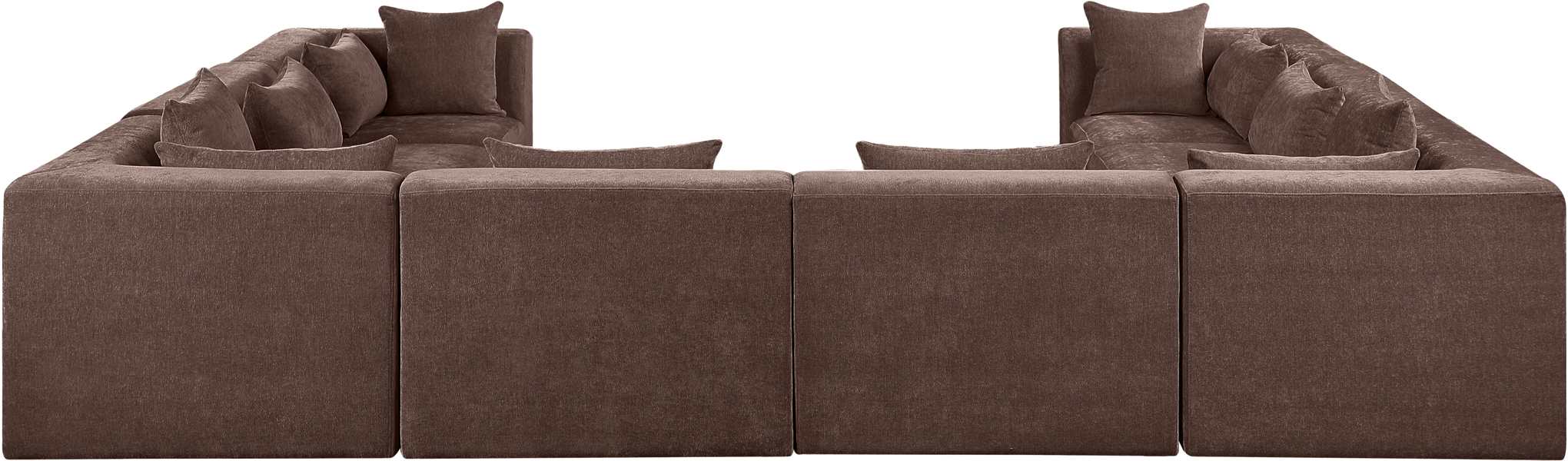 Meridian Furniture - Stellar 152" Brown Chenille Fabric Upholstered 8Pc. Sectional - 608Brown-Sec8A - GreatFurnitureDeal
