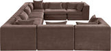 Meridian Furniture - Stellar 152" Brown Chenille Fabric Upholstered 8Pc. Sectional - 608Brown-Sec8A - GreatFurnitureDeal