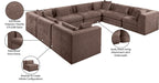 Meridian Furniture - Stellar 152" Brown Chenille Fabric Upholstered 8Pc. Sectional - 608Brown-Sec8A - GreatFurnitureDeal