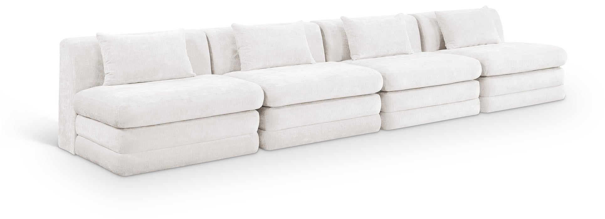 Meridian Furniture - Stellar 152" Cream Chenille Fabric Upholstered 4pc. Sofa - 608Cream-S152A - GreatFurnitureDeal