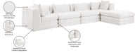 Meridian Furniture - Stellar 152" Cream Chenille Fabric Upholstered 5Pc. Sectional - 608Cream-Sec5A - GreatFurnitureDeal