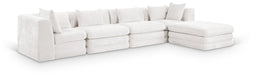 Meridian Furniture - Stellar 152" Cream Chenille Fabric Upholstered 5Pc. Sectional - 608Cream-Sec5A - GreatFurnitureDeal