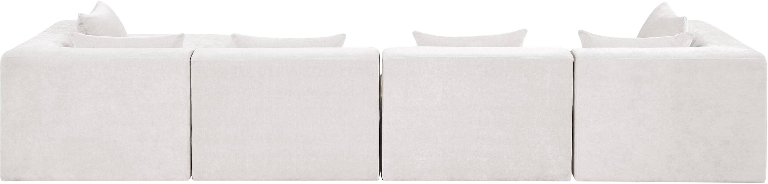 Meridian Furniture - Stellar 152" Cream Chenille Fabric Upholstered 5Pc. Sectional - 608Cream-Sec5A - GreatFurnitureDeal