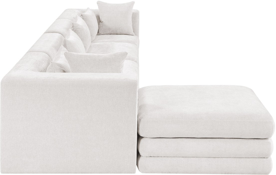 Meridian Furniture - Stellar 152" Cream Chenille Fabric Upholstered 5Pc. Sectional - 608Cream-Sec5A - GreatFurnitureDeal
