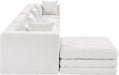 Meridian Furniture - Stellar 152" Cream Chenille Fabric Upholstered 5Pc. Sectional - 608Cream-Sec5A - GreatFurnitureDeal