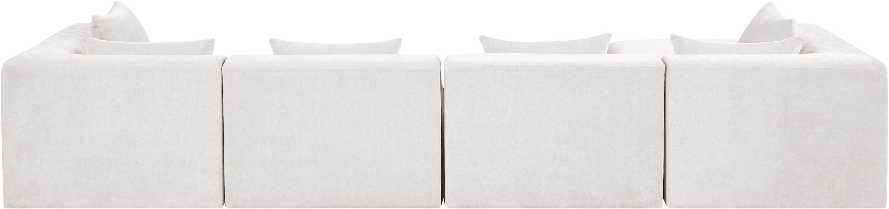 Meridian Furniture - Stellar 152" Cream Chenille Fabric Upholstered 5Pc. Sectional - 608Cream-Sec5A - GreatFurnitureDeal
