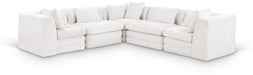 Meridian Furniture - Stellar 114" Cream Chenille Fabric Upholstered 5Pc. Sectional - 608Cream-Sec5C - GreatFurnitureDeal