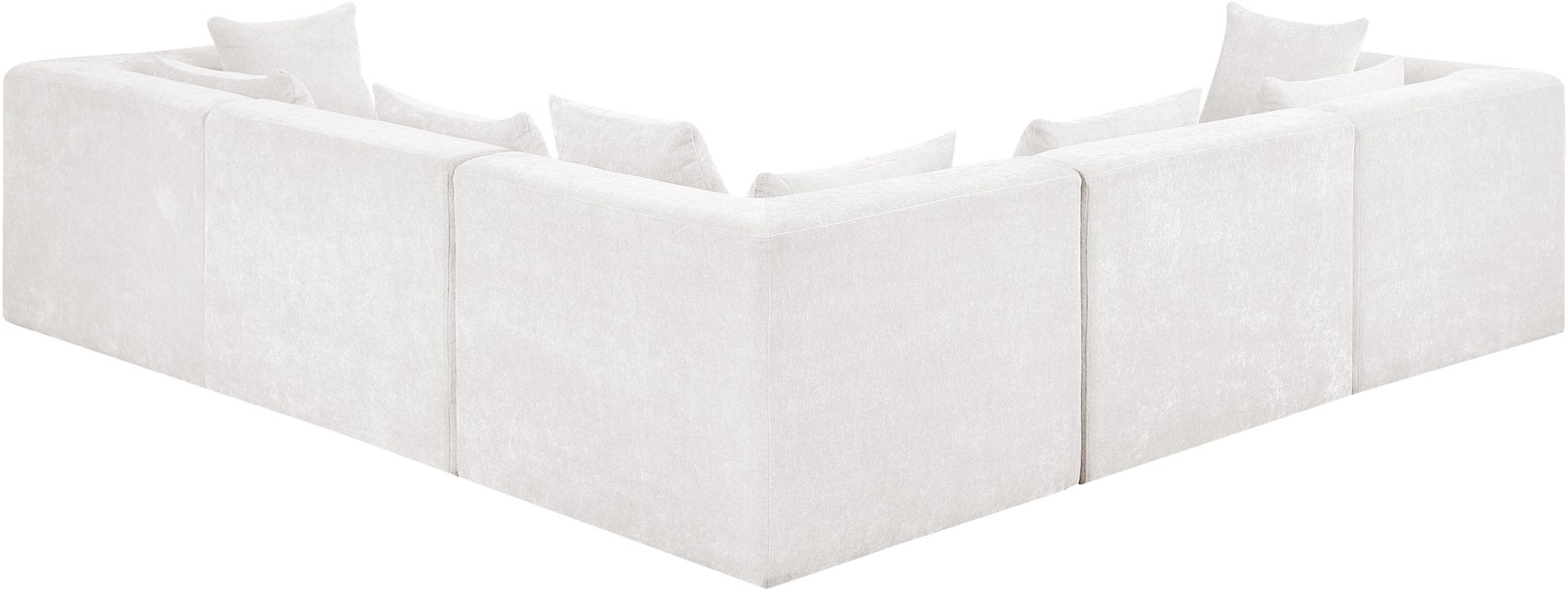 Meridian Furniture - Stellar 114" Cream Chenille Fabric Upholstered 5Pc. Sectional - 608Cream-Sec5C - GreatFurnitureDeal