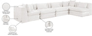 Meridian Furniture - Stellar 152" Cream Chenille Fabric Upholstered 5Pc. Sectional - 608Cream-Sec5D - GreatFurnitureDeal