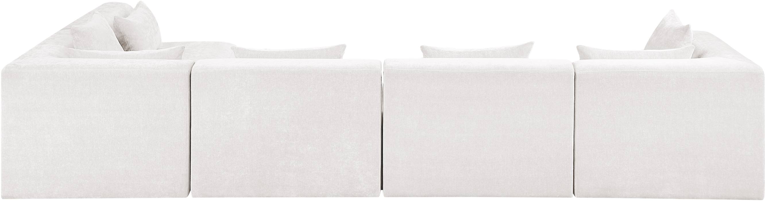 Meridian Furniture - Stellar 152" Cream Chenille Fabric Upholstered 5Pc. Sectional - 608Cream-Sec5D - GreatFurnitureDeal