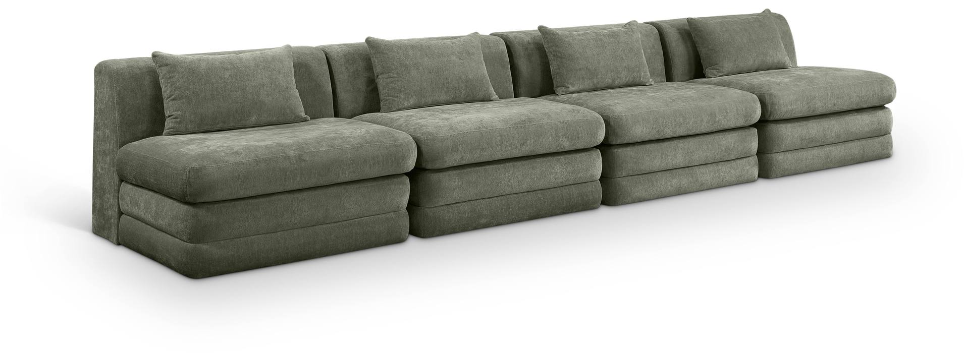Meridian Furniture - Stellar 152" Green Chenille Fabric Upholstered 4pc. Sofa - 608Green-S152A - GreatFurnitureDeal