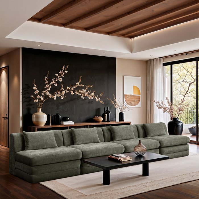 Meridian Furniture - Stellar 152" Green Chenille Fabric Upholstered 4pc. Sofa - 608Green-S152A - GreatFurnitureDeal