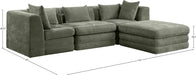 Meridian Furniture - Stellar 114" Green Chenille Fabric Upholstered 4Pc. Sectional - 608Green-Sec4A - GreatFurnitureDeal