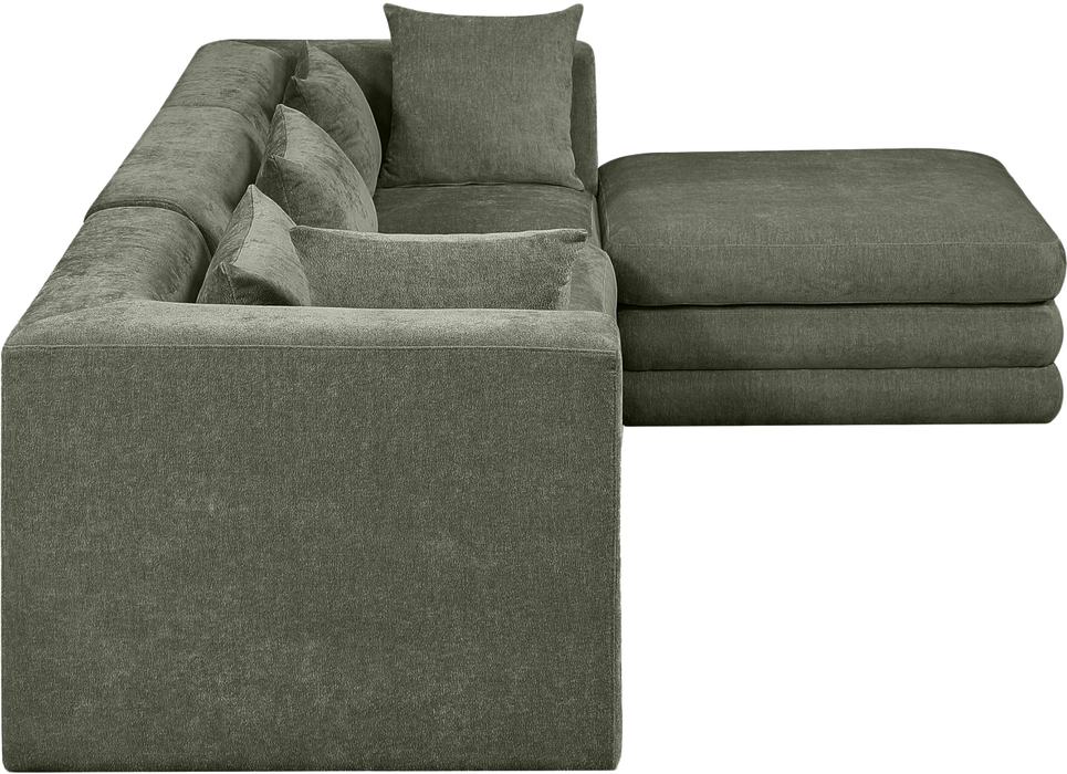 Meridian Furniture - Stellar 114" Green Chenille Fabric Upholstered 4Pc. Sectional - 608Green-Sec4A - GreatFurnitureDeal