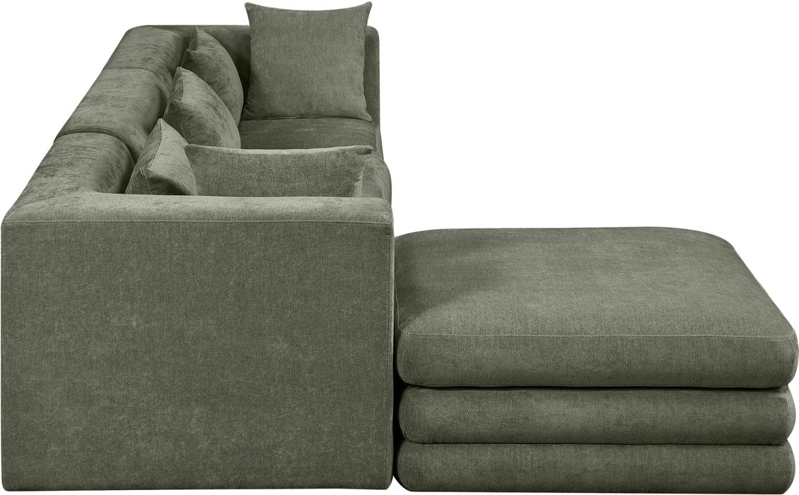 Meridian Furniture - Stellar 114" Green Chenille Fabric Upholstered 4Pc. Sectional - 608Green-Sec4A - GreatFurnitureDeal