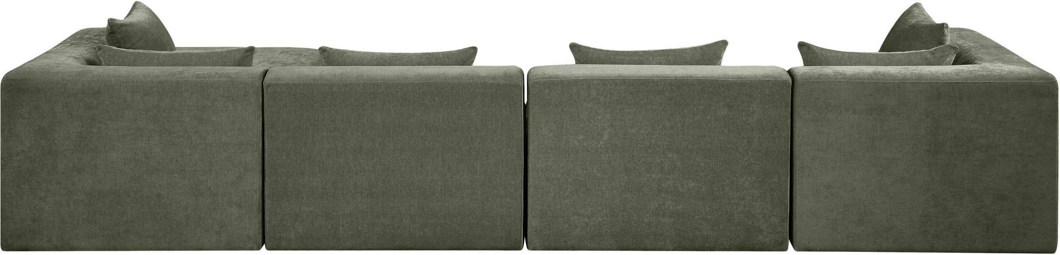 Meridian Furniture - Stellar 152" Green Chenille Fabric Upholstered 5Pc. Sectional - 608Green-Sec5A - GreatFurnitureDeal