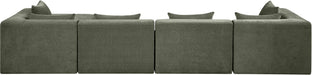 Meridian Furniture - Stellar 152" Green Chenille Fabric Upholstered 5Pc. Sectional - 608Green-Sec5A - GreatFurnitureDeal