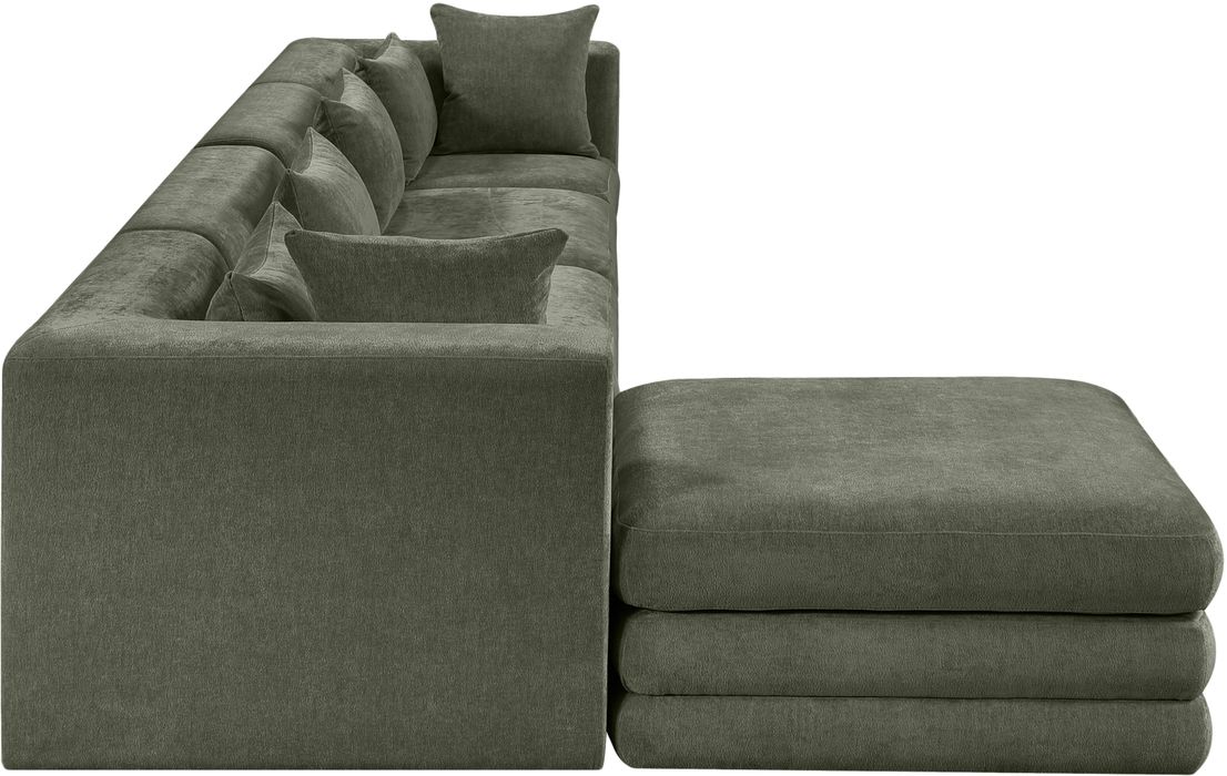 Meridian Furniture - Stellar 152" Green Chenille Fabric Upholstered 5Pc. Sectional - 608Green-Sec5A - GreatFurnitureDeal