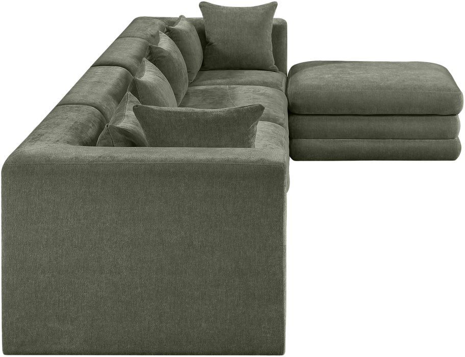 Meridian Furniture - Stellar 152" Green Chenille Fabric Upholstered 5Pc. Sectional - 608Green-Sec5A - GreatFurnitureDeal